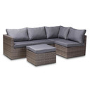 Pamela 4 Pc Outdoor Lounge Set, Grey and Brown Rattan