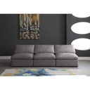 Portland Plush Velvet Standard Cloud Modular Down Filled Overstuffed 105" Armless Sofa, Grey