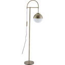 Venue Floor Lamp in Brushed Brass, Frosted Glass Orb