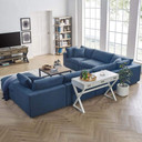 Crux Down Filled Overstuffed 7 Piece Sectional Sofa, Azure