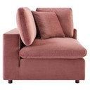 Crux Down Filled Overstuffed 4 Piece Sectional Sofa, Dusty Rose Velvet