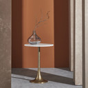 Amalya Side Table, White Marble Antique Brass