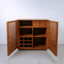 Thorpe 41" Slat Bar Cabinet, Natural Teak Wood