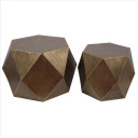 Hexagon Gold Metal Tables, Set of 2