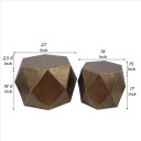 Hexagon Gold Metal Tables, Set of 2