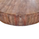 Handcarved Drum Shape Mango Wood Coffee Table, Distressed Brown