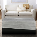 Industrial Modern Wood Slab Coffee Table, Washed Black & White