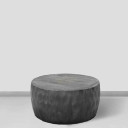 Carved Geometric Drum Coffee Table, Gray