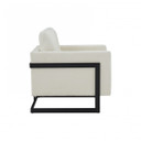 Shane Cream Fabric and Black Metal Accent Chair
