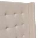 Madison Ave Tufted Wing Queen Bed in Sand Button Tufted Fabric