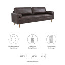 Doppler 88" Leather Sofa, Brown