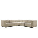 Copeland Tufted Upholstered Fabric 5-Piece L-Shaped Sectional, Beige