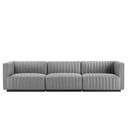 Copeland Tufted Upholstered Fabric Large Sofa, Light Gray