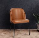 Couple Cognac Vegan Leather Dining Chair, Set of 2