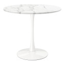 Pedestal Design 36" Wood Top Dining Table, Marble Laminate