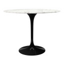 Pedestal Design 40" Round Marble Dining Table, Black Base