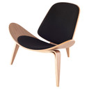 Aramis Shell Chair Black Fabric, Walnut
