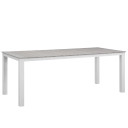 Marleen 80" Outdoor Patio Dining Table, White and Light Gray