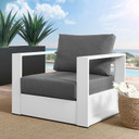 Toledo Outdoor Patio Aluminum Armchair, White Charcoal