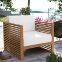 Carlton Teak Wood Outdoor Patio Armchair, Natural White