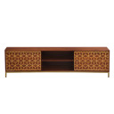 Karma Geometric Print TV Stand, Acacia Wood, Brass