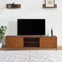 Karma Geometric Print TV Stand, Acacia Wood, Brass