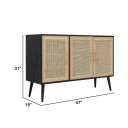 Daria 47 Inch TV Entertainment Center Sideboard Black, Rattan Doors