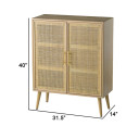 Daria 40 Inch Storage Wood Sideboard Cabinet Natural, Rattan Doors