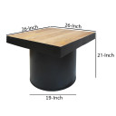 Jaxx Wooden Side Table With Block Metal Base