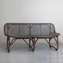 Malakai Hand-Woven Rattan Settee, Walnut Finish