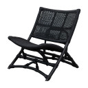 Blake Hand-Woven Rattan Folding Chair, Black