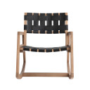 Ramie Wood and Woven Leather Rocking Chair, Natural & Black