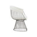 Platner Dining Chair Matte Silver, Sherpa Fabric