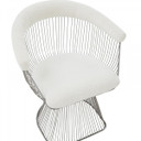 Platner Dining Chair Matte Silver, Sherpa Fabric