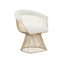 Platner Dining Chair Matte Gold, Sherpa Fabric