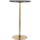Ziegler 27" Adjustable Bar Counter Dining Table Black Wood, Gold Metal