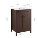 Morningside 24" Bathroom Vanity, Walnut and White