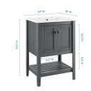 Esteem 24" Bathroom Vanity, Gray and White