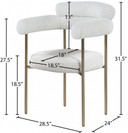 Nebula Boucle Fabric Dining Chair Brushed Brass, Set of 2