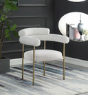 Nebula Boucle Fabric Dining Chair Brushed Brass, Set of 2