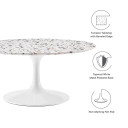 Pedestal Design 36" Round Terrazzo Coffee Table