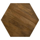 Hexagonal Wood Drum Coffee Table, Rich Natural Brown