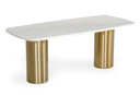 Tulane White Marble and Brush Gold Dining Table
