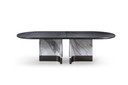 Menja Black Oak and Faux Marble Oval Dining Table