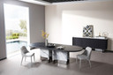Menja Black Oak and Faux Marble Oval Dining Table