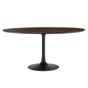 Pedestal Design 60" Round Wood Grain Top Dining Table, Black Base