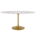 Pedestal Design 60" Oval Terrazzo Dining Table