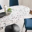 Pedestal Design 60" Oval Terrazzo Dining Table