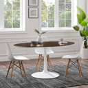 Pedestal Design 60" Oval Wood Grain Dining Table, White Base