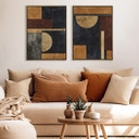 Jeweled  Shapes Hand-Embellished Abstract 2-Piece Framed Canvas Wall Art Set